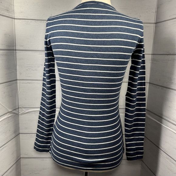 Lauren Ralph Lauren Women's Ribbed Knit Striped Pullover Top Long Sleeve Blue XS - Picture 7 of 11